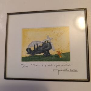 Marcela Lobo Signed Limited Edition Print "DC-10 y los mosquitos" 9/100 Framed